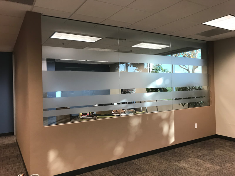 Office glass with frosted vinyl